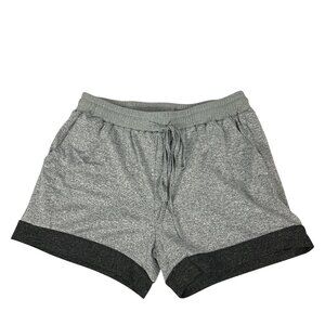 Gray Athletic Shorts With Contrast Hem Drawstring Waist & Pockets Size L